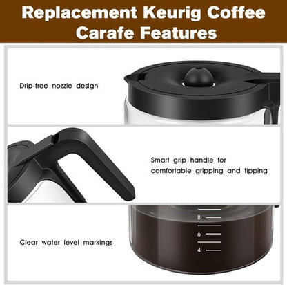 Keurig K-Duo 12-Cup Coffee Maker Replacement Glass Pot - Perfect Fit for K-Cup Pod & Carafe
