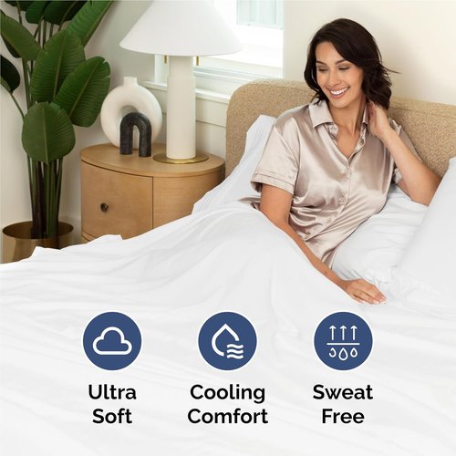 Comfy Twin XL Size 3-Piece Sheet Set by [Brand Name] | Breathable, Cooling Hotel Luxury Bedding - Ultra-Soft, Deep Pockets, Wrinkle-Free - Oeko-Tex Certified, White