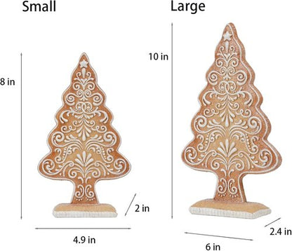 Braxio Gingerbread Christmas Tree Figurines - Festive Tabletop Decoration with Sequins | 5.5x2.25x10 Inch