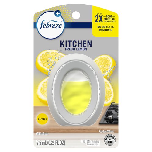 Febreze Kitchen Air Freshener, Odor-Fighting, Plug In Alternative, Air Fresheners for Home and Bathroom and Kitchen, Closet Air Fresheners, Fresh Lemon Scent, 6 Count