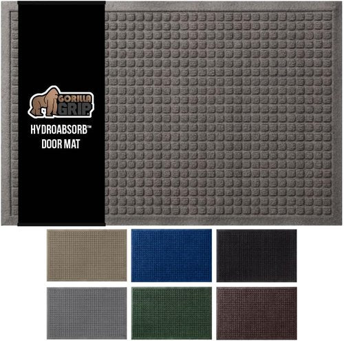 GORILLA GRIP® Ultra Absorbent Front Door Mat - Traps Dirt & Moisture, 29x17 Charcoal, Stain & Fade Resistant