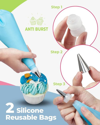 Kootek Piping Bags and Tips Set - 90 PCs Cake Decorating Kit with 55 Icing Tips & Pastry Bags