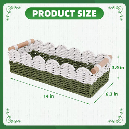 Regine Switzerland Scalloped Edge Toilet Paper Storage Basket - Handwoven Paper Rope Design | Perfect for Bathroom Decor & Over Toilet Storage