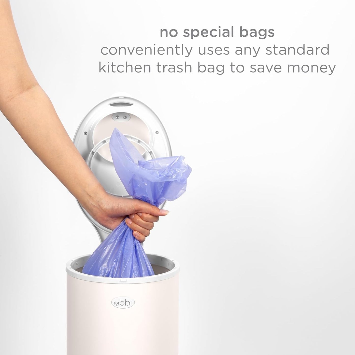 Ubbi Stainless Steel Diaper Pail - Odor Locking Design, No Special Bags Needed | Ivory Color, Award-Winning