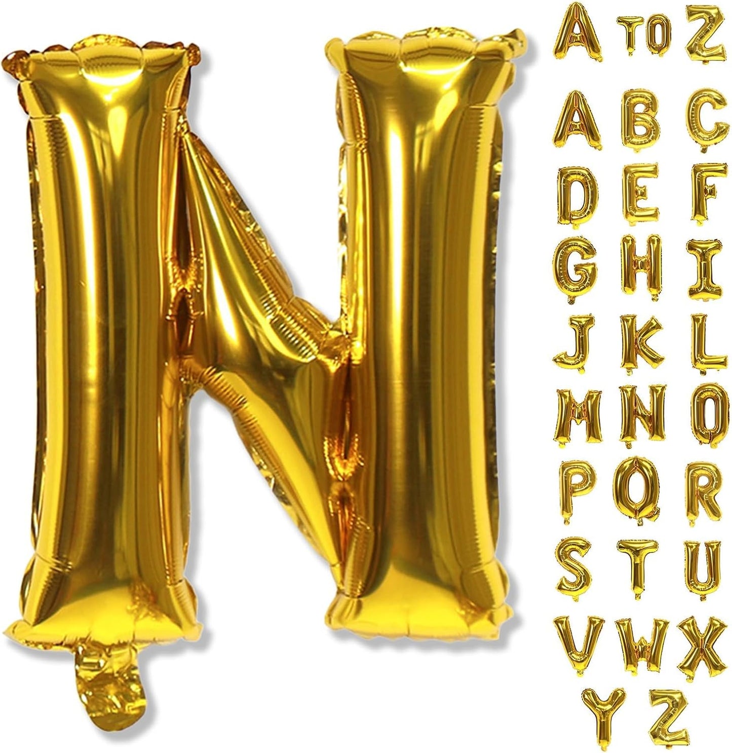 Skiennix 40 Inch Gold Alphabet Balloons - Large Self-Inflating Letter N Decor for Celebrations