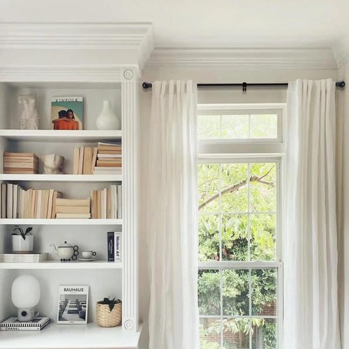 GXOACKJ Black Curtain Rods - Heavy Duty Metal Set for Windows 32 to 62 Inches | 5/8 Inch Diameter