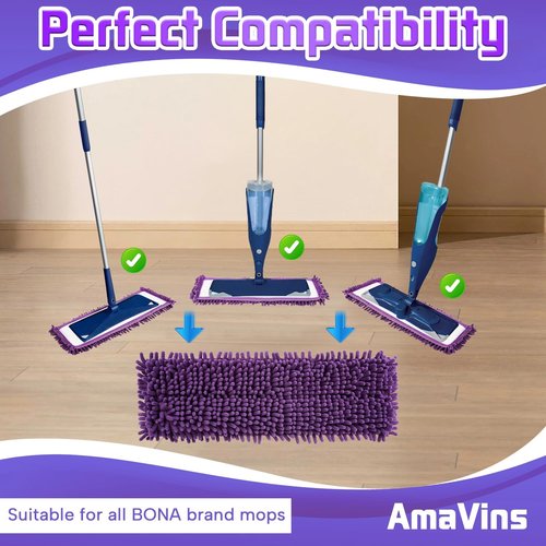 AmaVins Microfiber Pet Mop Pads - Reusable 18-Inch Cleaning Pads for Multi-Surface Floors | Attracts Pet Hair