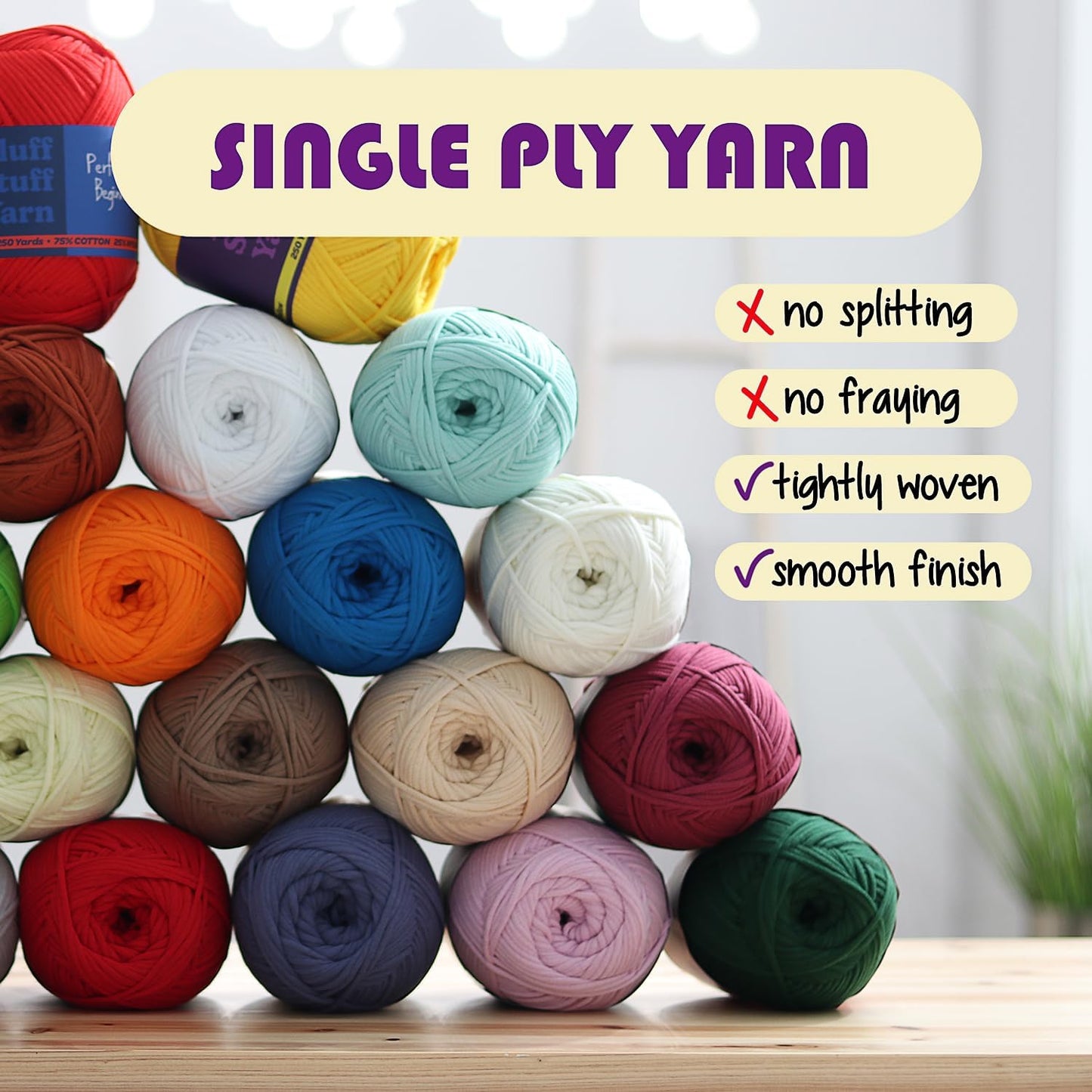 Skiennix Soft Yarn for Crocheting | Easy-to-See Stitches, 12 x 50g - 1200 Yards, Cotton-Nylon Blend