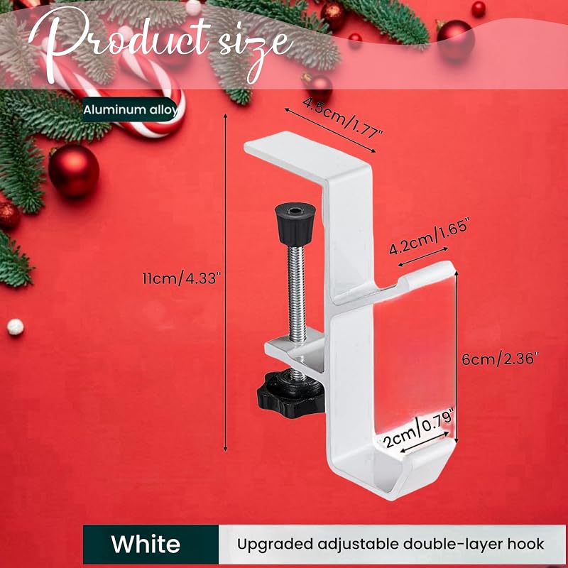 No Slip Mantel Heavy Duty Garland & Stocking Hanger - 8pcs White 2-in-1 for Fireplace & Mantle (Variation: white-8pcs)