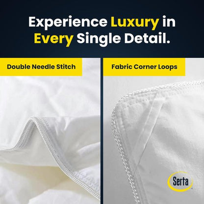 Serta Goose Feathers Down Fiber Comforter Oversize Queen Duvet Insert,100% Cotton, Hotel Luxury Hypoallergenic Comforter 68oz All Season Medium Warmth 90 x 98 in White