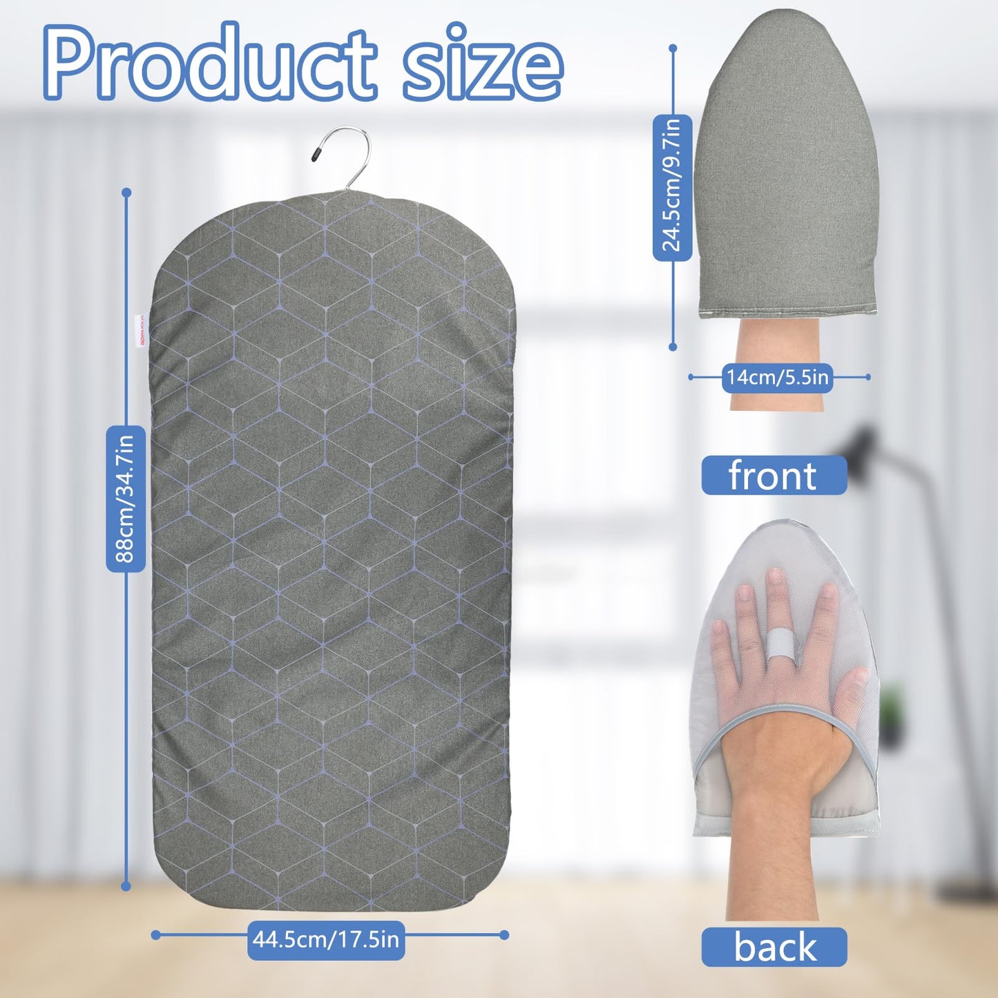 Steamer Board for Clothes With Ironing Glove, 35"17.5" Hanging Ironing Pad, Steam Iron Stand With Pad for Steaming Clothes