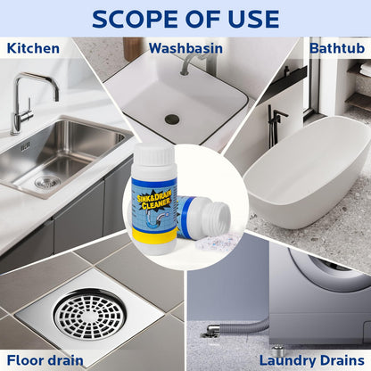 Sink and Drain Cleaner Powder Kit: Fast-Acting Clogged Pipe Opener for Kitchen Bathroom Pipes and Floor Drains - Drain Clog Remover for Routine Home Plumbing Maintenance (400 g)