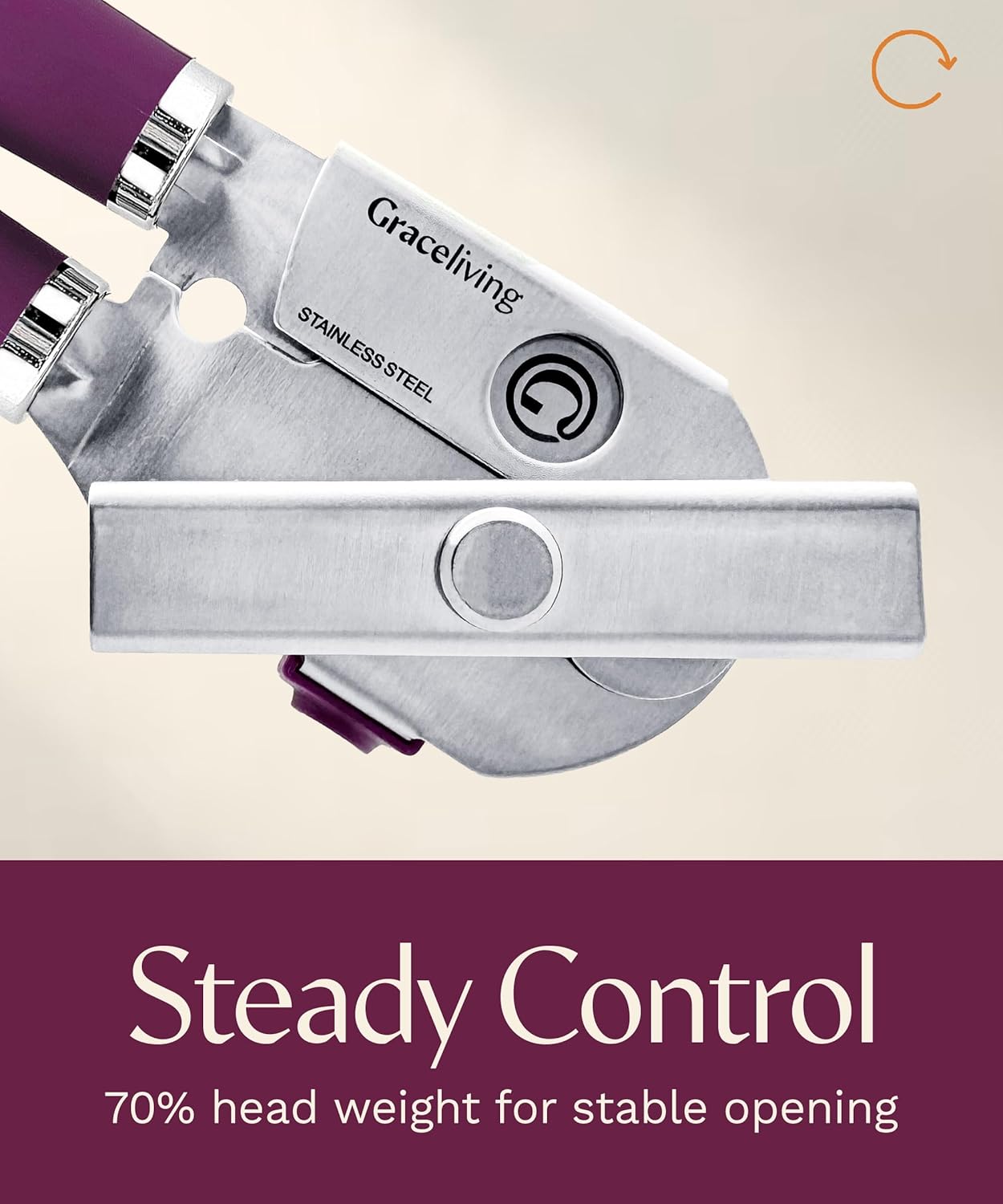 Skiennix Premium Multifunction Magnetic Can Opener | Heavy-Duty Stainless Steel with Easy Turn Knob - Mauve
