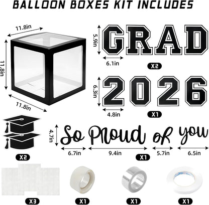 Regine Switzerland Graduation Decorations - 2026 Party Set with 129pcs Balloons & Arch Garland - Black