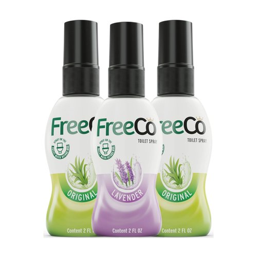 Freeco Before-you-go Toilet Spray | Stops odour Before it Begins with Essential Oils | Ideal for Home, Office, Public Spaces & Travel | Variety 3-Pack 3x60ml: 2 Citrus Scent & 1 Lavender Scent