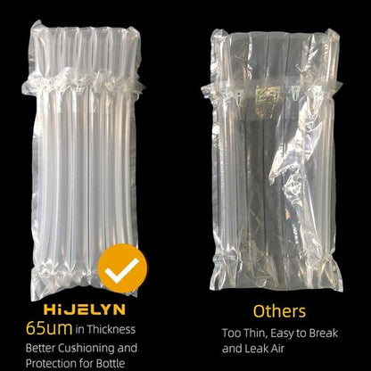 10 Pack 65um Thick Inflatable Bottle Shipping Packaging Alternative to Wine Boxes for Shipping Bottle Shipper Wine Packaging for Air Travel, Liquor Protector for Luggage Bubble Bags with Pump