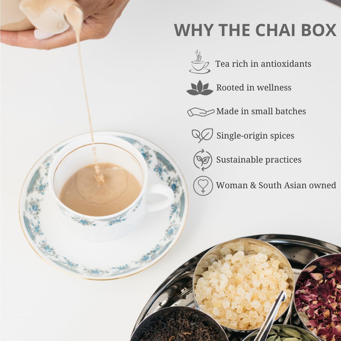 The Chai Box - Chai - Makes 25 Servings - Featured in Oprah's Favorite Things - Premium Tradtitonal Loose Leaf Black Tea w/Ginger, Clove, Cinnamon, Cardamom, & Fennel - Single-Origin Spices - 2.5oz