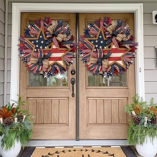 250th Anniversary Patriotic Wreath - 3D Eagle Design for Front Door | All-Weather Red, White & Blue Decoration