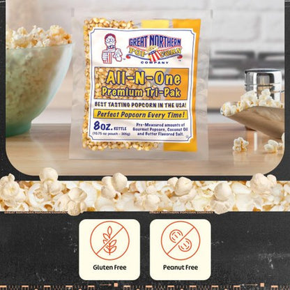 Great Northern Popcorn | Movie Theater Style 12-Count Popcorn Packs - Pre-Measured 8-Ounce Kernel, Salt & Oil