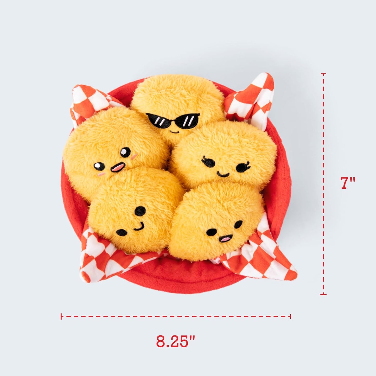 Relatable Emotional Support Chicken Nuggets - Cuddly Plush Toys Set with 5 Stuffed Animals & Basket