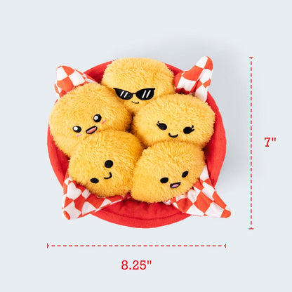 Relatable Emotional Support Chicken Nuggets - Cuddly Plush Toys Set with 5 Stuffed Animals & Basket