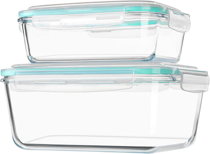 Vtopmart Large Glass Food Storage Containers - 122oz & 50oz with Airtight Lids | BPA-Free for Meal Prep & Roasting