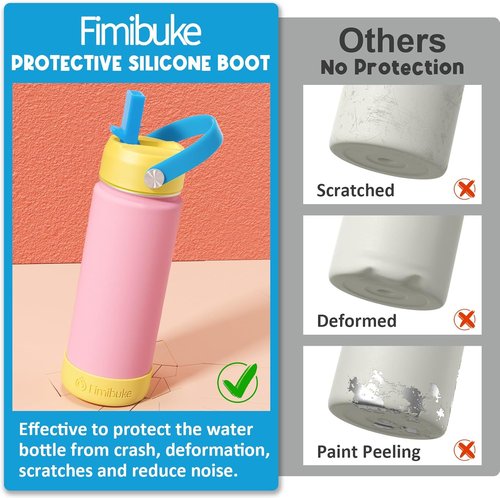 Fimibuke Kids Insulated Water Bottle - 18oz BPA-Free Double Wall Tumbler | Leak-Proof Design for School (2 Pack, Milky Pastel)