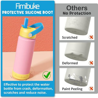 Fimibuke Kids Insulated Water Bottle - 18oz BPA-Free Double Wall Tumbler | Leak-Proof Design for School (2 Pack, Milky Pastel)