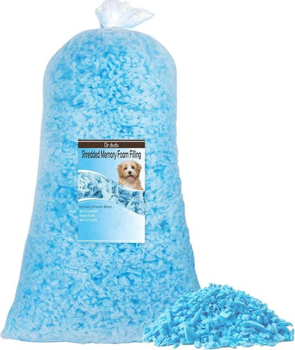 **DR.DUDU Shredded Memory Foam Filling - 5lbs Soft Pillow Stuffing for Bean Bags, Dog Beds & Crafts (Blue)**