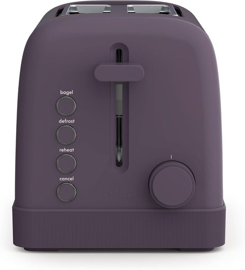 Bella 2 Slice Toaster - 6 Shade Settings, Reheat & Bagel Functions, 900W, Plum Color