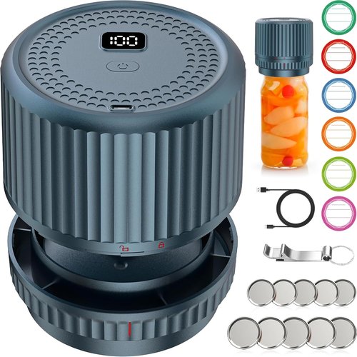 M12 Auto Stop Electric Mason Jar Vacuum Sealer - Smart 2026 Upgrade for Wide & Regular Jars | 2500mAh Portable Kit