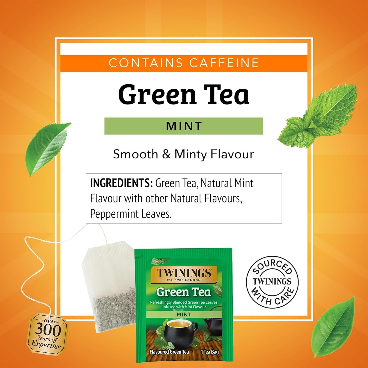 Twinings Green Mint Tea - Refreshing Herbal Blend | 20 Tea Bags for Invigorating Flavor