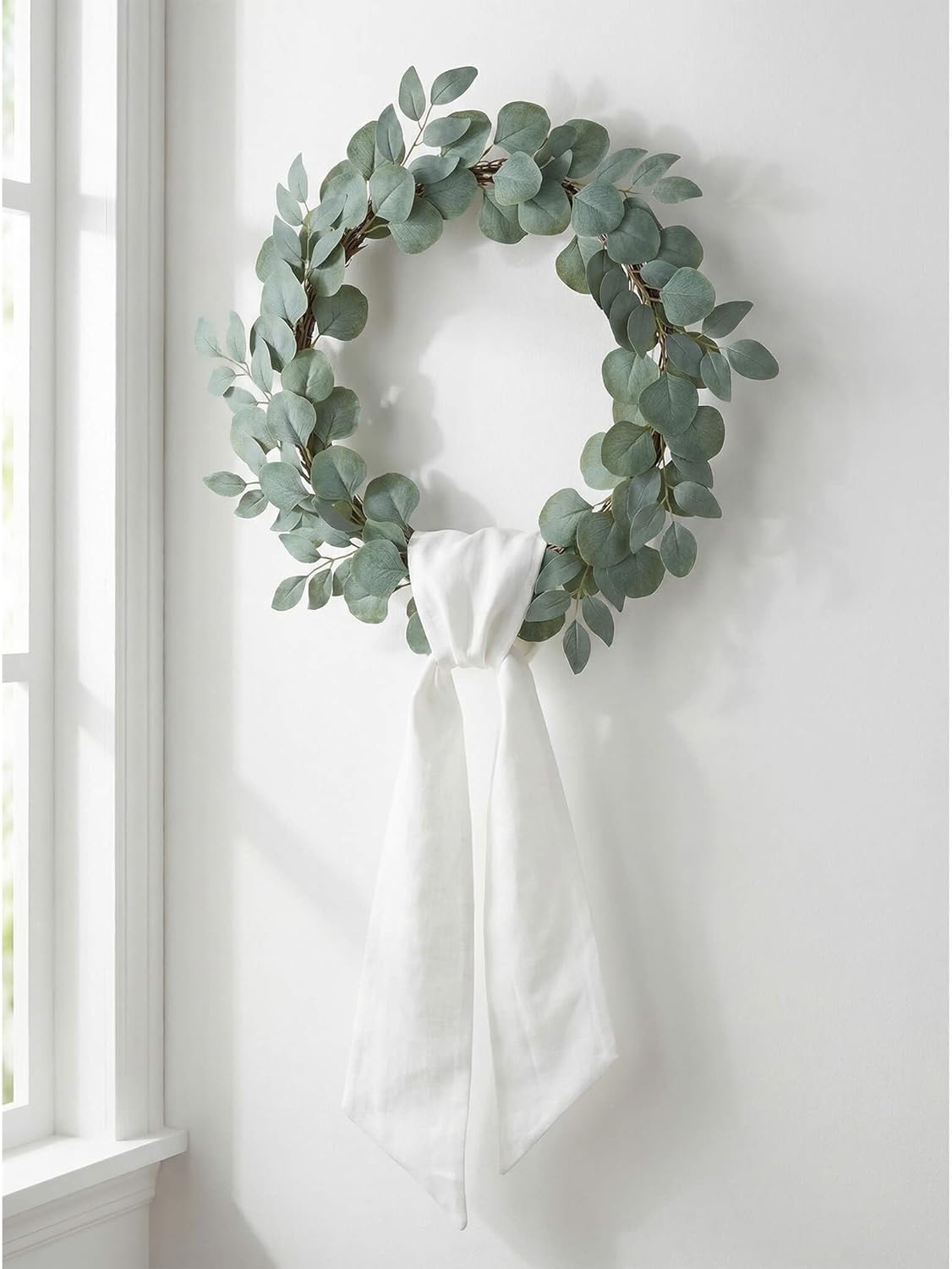 Skiennix White Linen-Style Wreath Sash - 2 Pieces, 55"x5.1" Blank Ribbon for DIY Embroidery & Holiday Decor