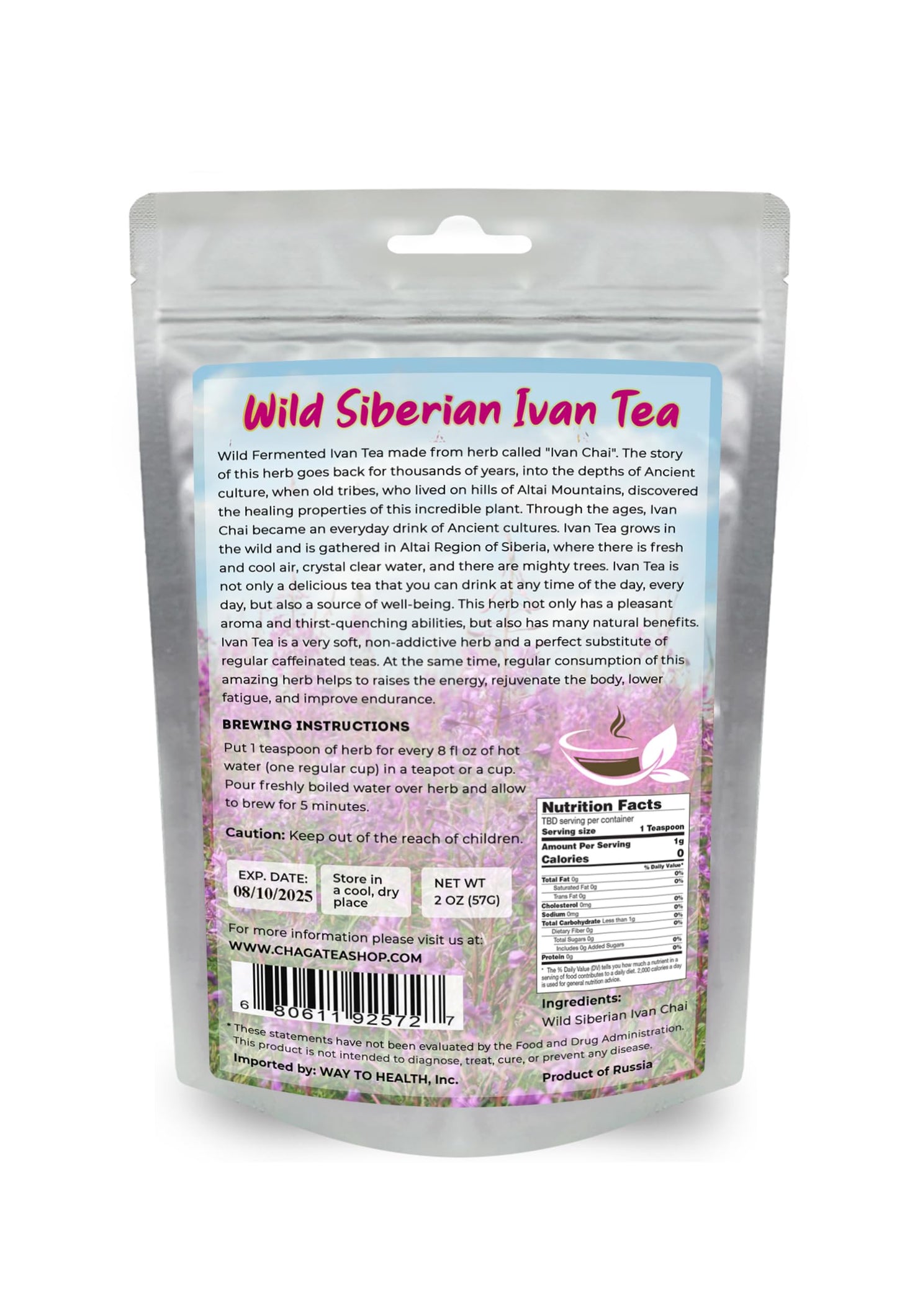 Siberian Fermented Wild Ivan Chai Loose Herbal Tea All Natural, No Caffeine (NET WT 2 OZ (57G))