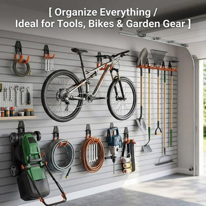 Heavy Duty Garage Hooks - 16 Pack Industrial Wall Mount Storage for Bikes, Ladders & Tools | 100 LBS Capacity, Orange