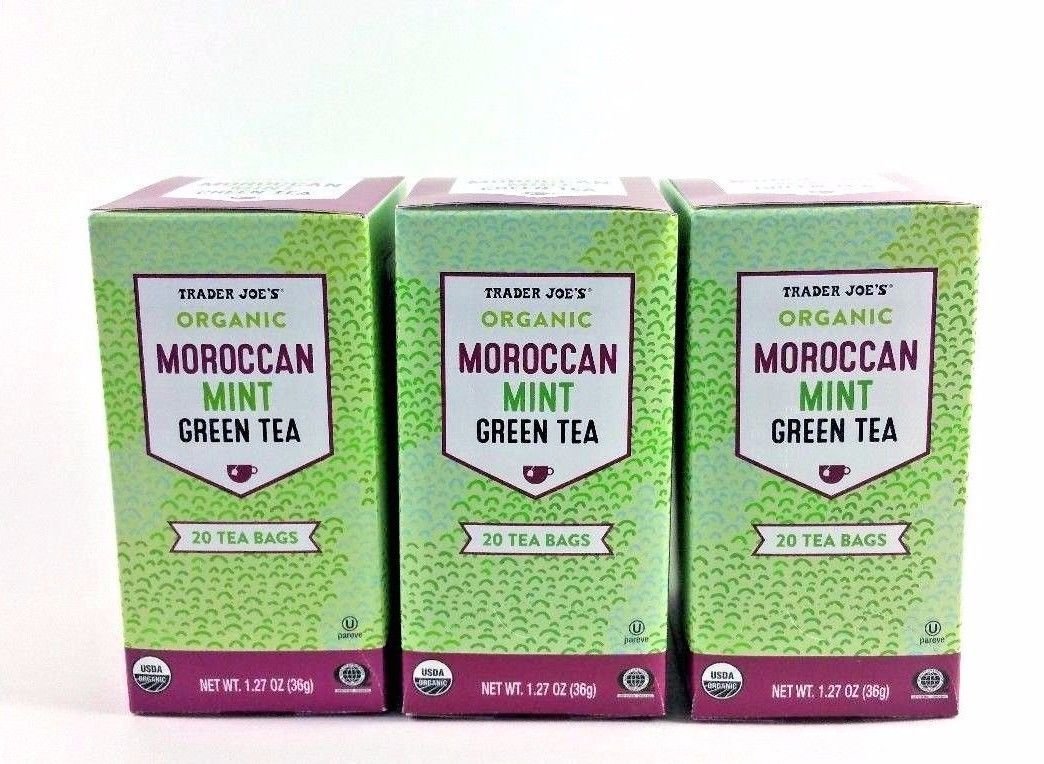 Trader Joe's Organic Moroccan Mint Green Tea 20 tea bags (Pack of 3)