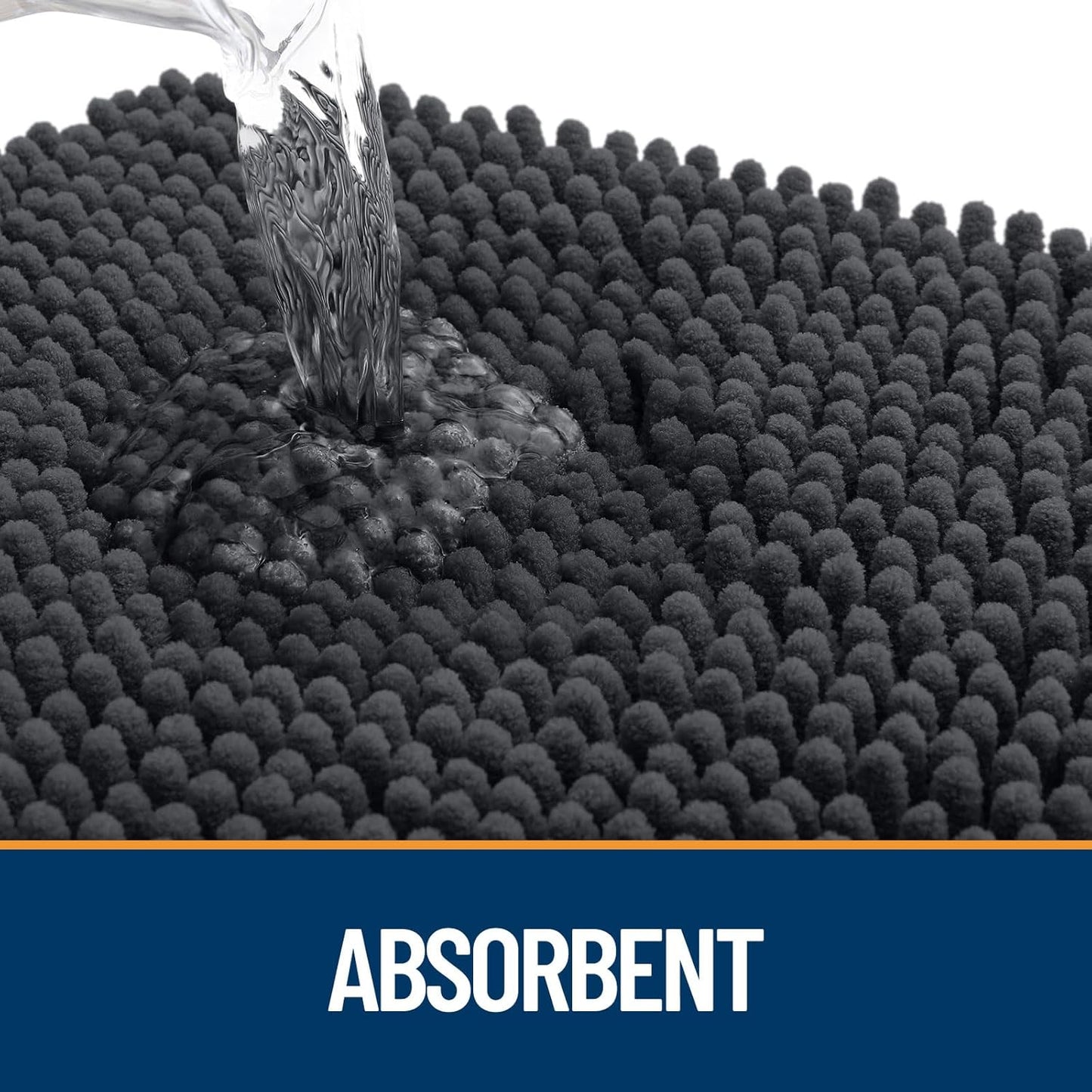 OLANLY Dog Door Mat - Absorbent Non-Slip Chenille Mat for Muddy Paws | 47x32, Dark Grey