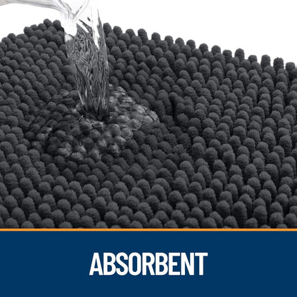 OLANLY Dog Door Mat - Absorbent Non-Slip Chenille Mat for Muddy Paws | 47x32, Dark Grey