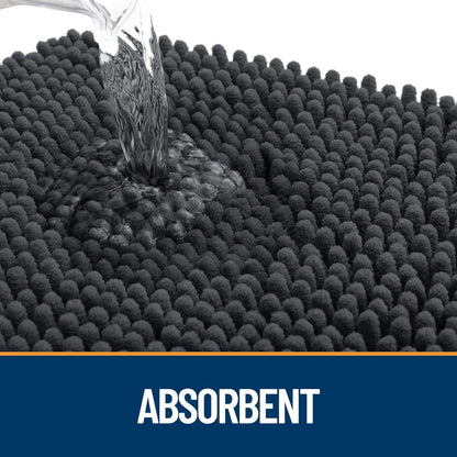 OLANLY Dog Door Mat - Absorbent Non-Slip Chenille for Muddy Paws | 24x16 Dark Grey Indoor Entryway Carpet