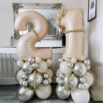 Big Foil 21 Balloon - 40 Inch Cream White Number for 21st Birthday & Anniversary Celebrations