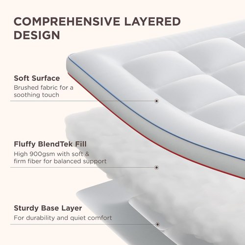 Bedsure Queen Mattress Topper - Extra Thick Pillow Top Pad for Back Pain Relief | Fits Up to 21 Inches, White