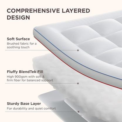 Bedsure Queen Mattress Topper - Extra Thick Pillow Top Pad for Back Pain Relief | Fits Up to 21 Inches, White