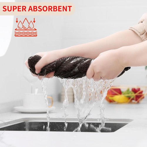 Homaxy 100% Cotton Waffle Weave Dish Cloths - Ultra Soft & Absorbent Quick-Drying Towels | 12x12 Inches, 6-Pack, Dark Brown