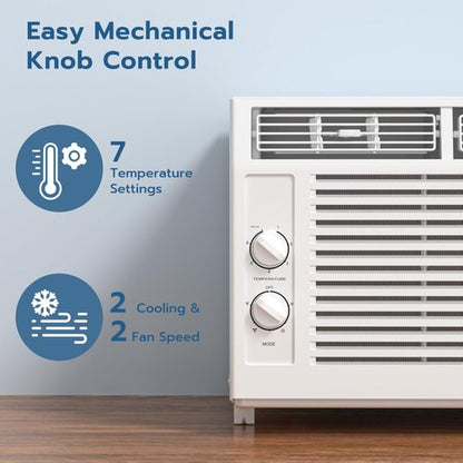 ZAFRO 5000BTU Window Air Conditioners Cool Up to 150 Sq Ft,Quiet Operation Window AC Unit with 2 Cool&Fan Functions,Easy to Use Mechanical Control,Washable Filter,Easy Install Kit,for Small Room,White