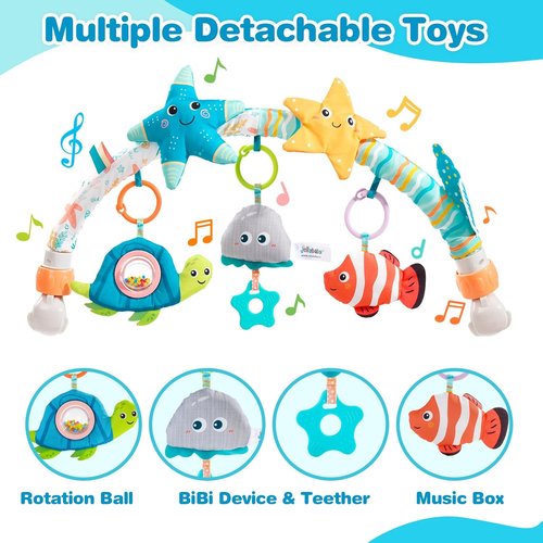 Jollybaby Musical Bassinet Mobile - Clip-On Toy with Music Box for Infants 0-12 Months | Starfish Design