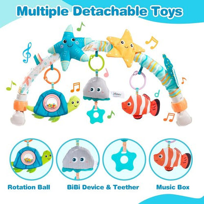 Jollybaby Musical Bassinet Mobile - Clip-On Toy with Music Box for Infants 0-12 Months | Starfish Design