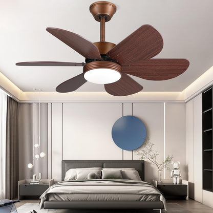 MADSHNE Ceiling Fans with Lights and Remote,36" Bronzed Outdoor Ceiling Fans with 6 Reversible Wood Blades,Small Modern Low Profile Ceiling Fans for Patio Kitchen Bedroom