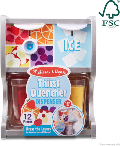 Melissa & Doug Wooden Drink Dispenser - Thirst Quencher with Juice Inserts & Ice Cubes | Preschool Learning Toy for Ages 3+