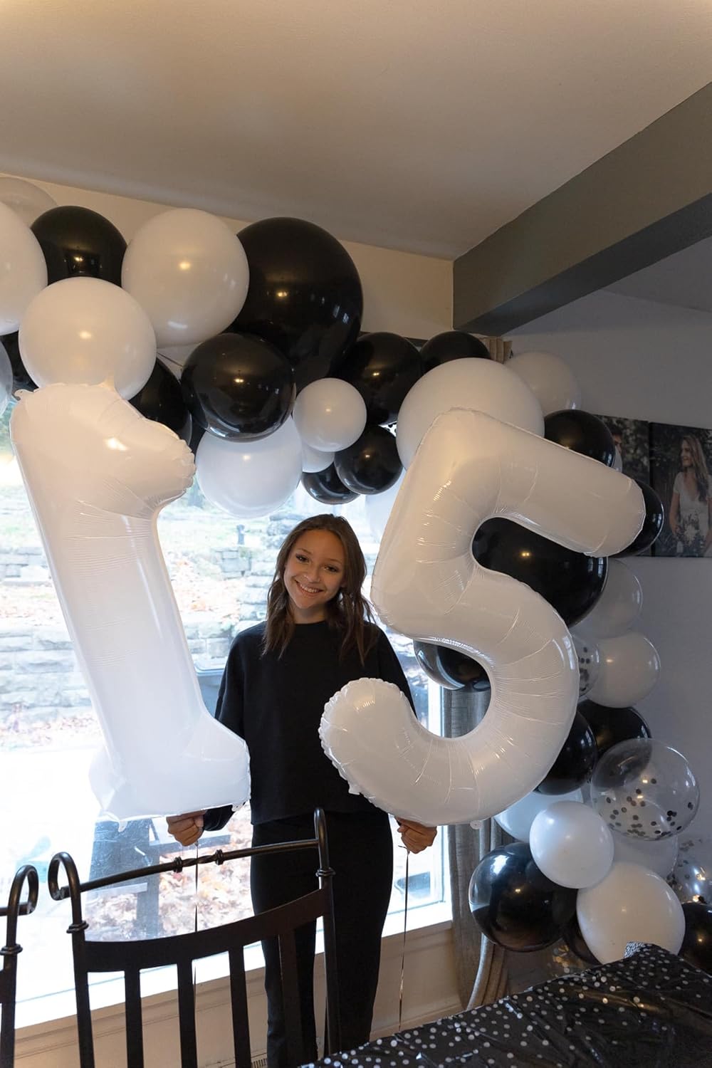Number 15 Balloon by [Brand Name] - 40-Inch White Birthday Decoration for 15th Party Supplies