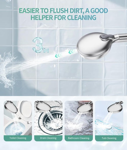 SR SUN RISE Filtered Shower Head with Handheld High Pressure 9 Spray Mode Showerhead Detachable Shower Head Water Softener Filters Beads for Hard Water Remove Chlorine 4 Filters Chrome